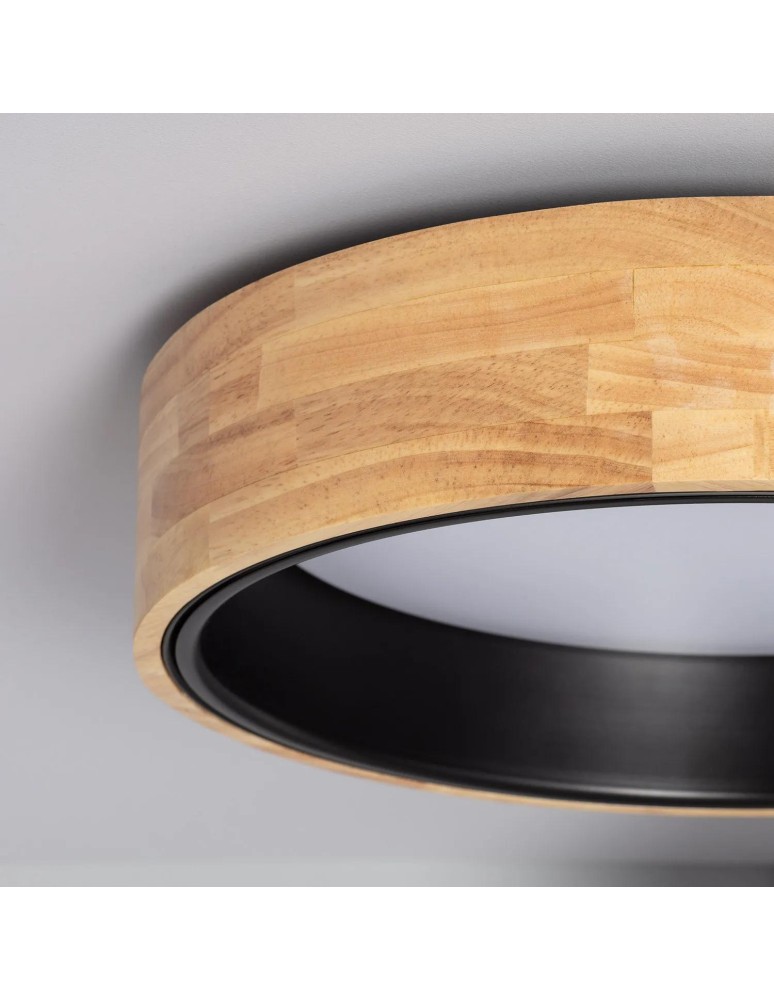 Abruzzo Plafon LED 21W Okrągły 48cm Naturalne Drewno 3 Barwy Świecenia CCT Vero Black ABR-PLODV-C-20W-CCT