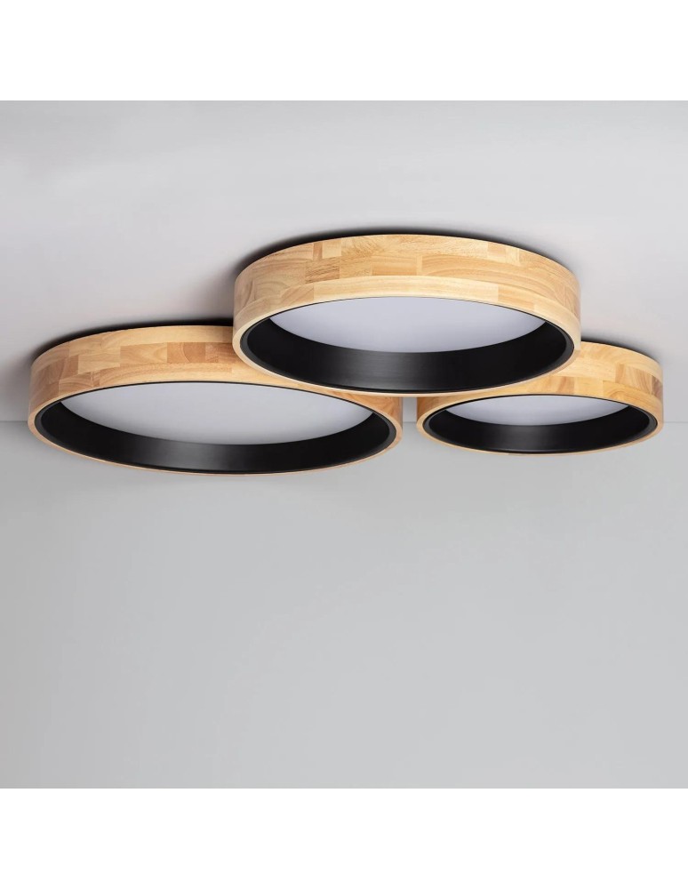 Abruzzo Plafon LED 21W Okrągły 48cm Naturalne Drewno 3 Barwy Świecenia CCT Vero Black ABR-PLODV-C-20W-CCT