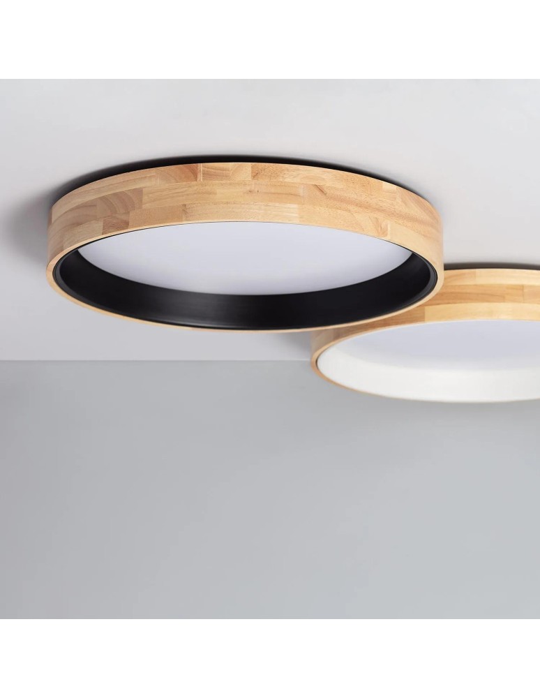 Abruzzo Plafon LED 21W Okrągły 48cm Naturalne Drewno 3 Barwy Świecenia CCT Vero Black ABR-PLODV-C-20W-CCT