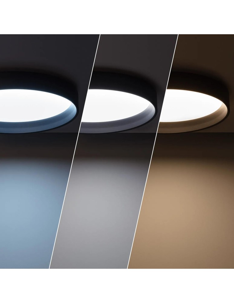 Abruzzo Plafon LED 16W Okrągły Czarny 3 Barwy Śweicenia CCT do Wyboru 35cm Nero ABR-PLON-15W-CCT
