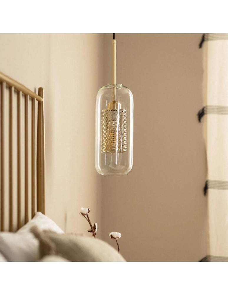 Abruzzo Lampa Wisząca Złota Szklana Zwis Nobbile E27 ABR-ZON-E27