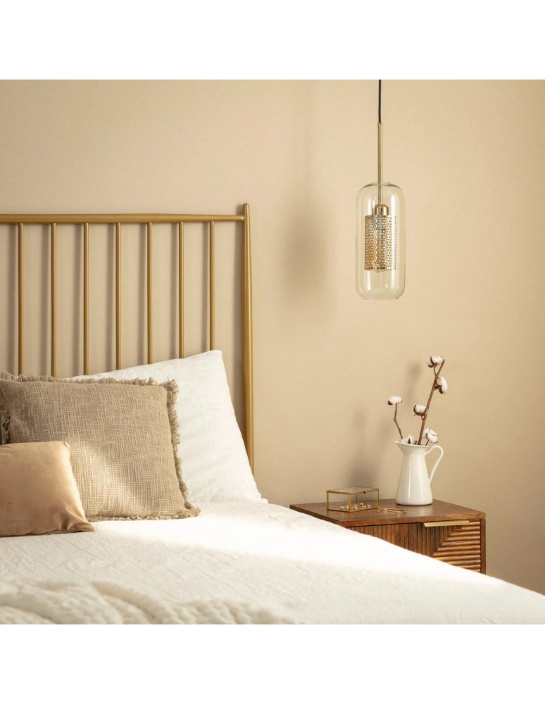 Abruzzo Lampa Wisząca Złota Szklana Zwis Nobbile E27 ABR-ZON-E27