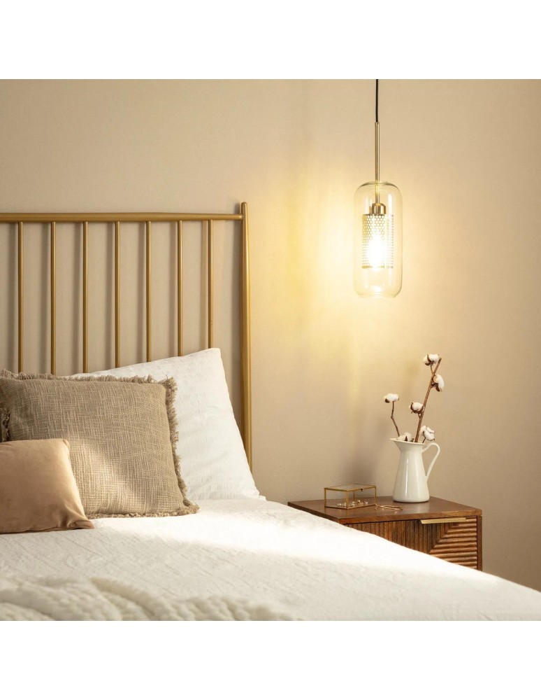 Abruzzo Lampa Wisząca Złota Szklana Zwis Nobbile E27 ABR-ZON-E27