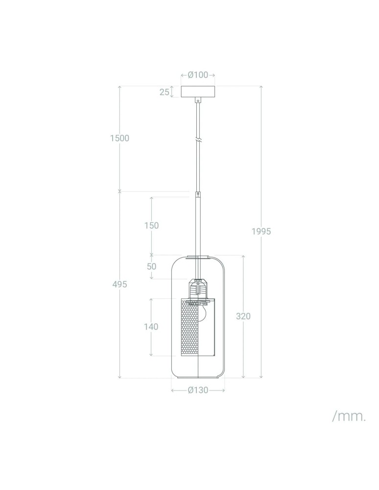 Abruzzo Lampa Wisząca Złota Szklana Zwis Nobbile E27 ABR-ZON-E27