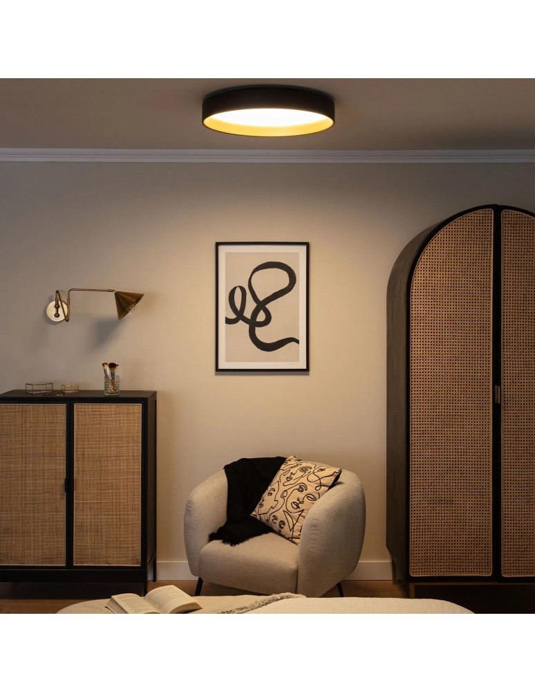 Abruzzo Plafon LED 31W Okrągły Czarno Złoty 50cm 3 Barwy Świecenia CCT Roma ABR-PLR-C-30W-CCT