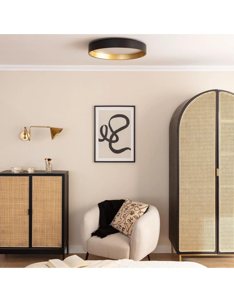 Abruzzo Plafon LED 21W Okrągły Czarno Złoty 45cm 3 Barwy Świecenia CCT Roma ABR-PLR-C-20W-CCT