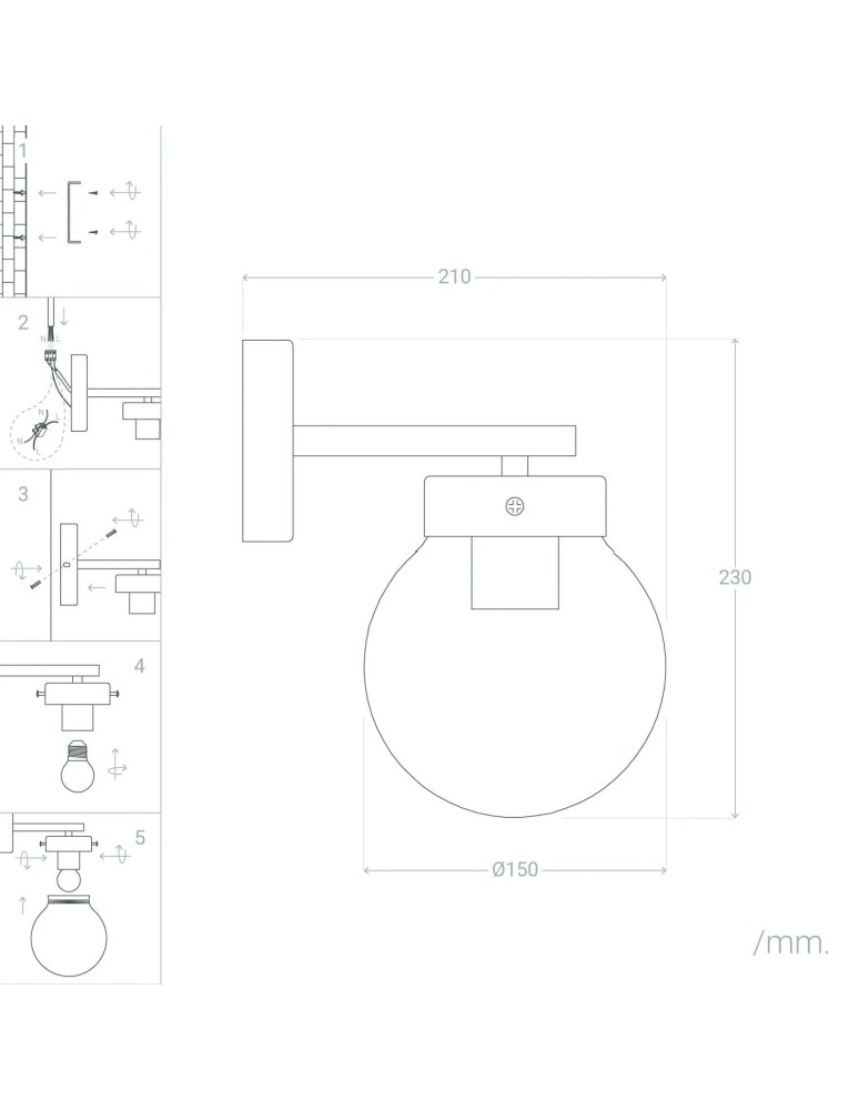Wall lamps - Abruzzo Wall lamp Glass sphere Clasico E27 ABR-KRK-C-E27 - product kolory-swiatla.pl 10