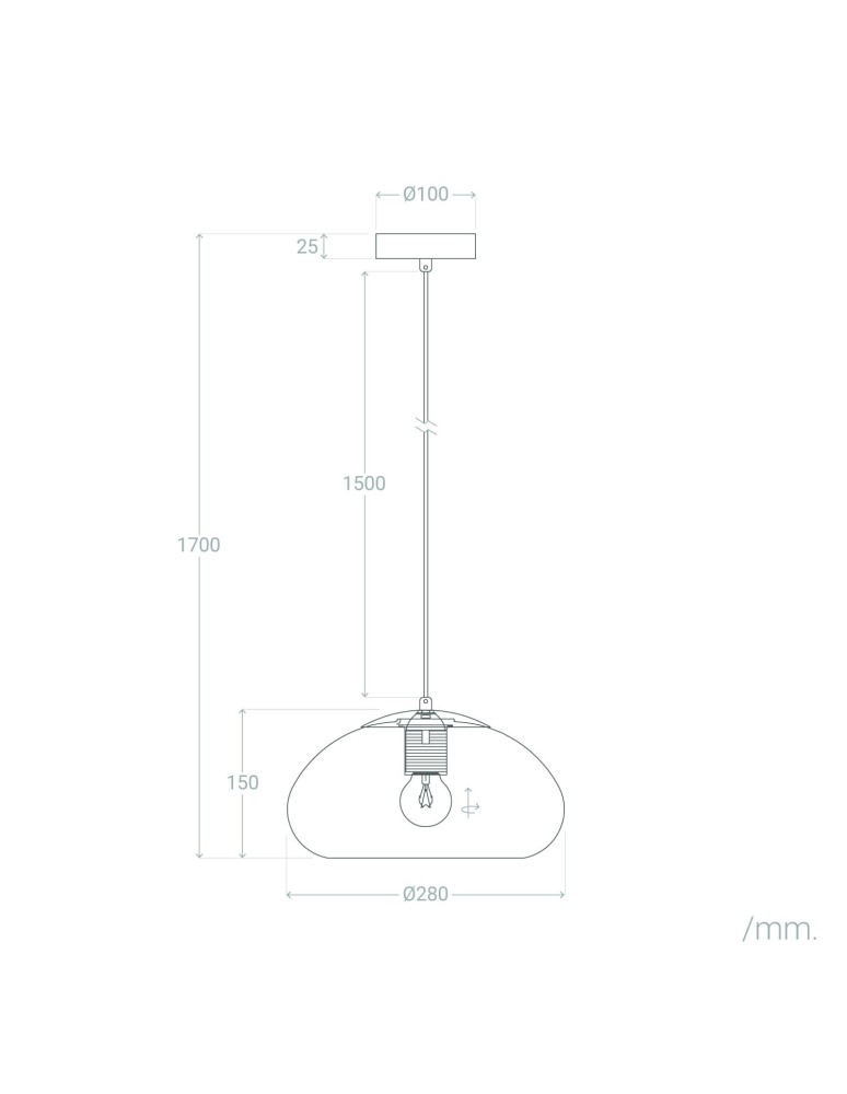 Abruzzo Lampa Wisząca ze Szkła Miodowego 28cm E27 Coco ABR-LWCM-E27