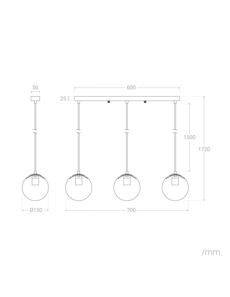 Abruzzo Lampa Wisząca szklana mleczne kule Parma ABR-LWPP-3XE27