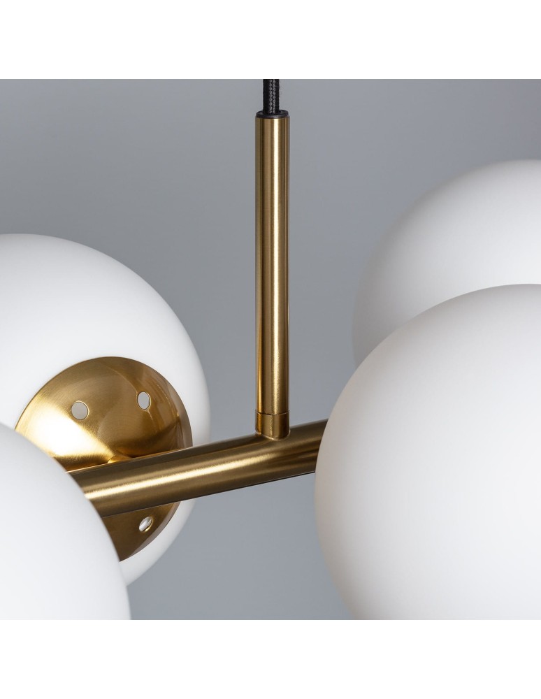 Abruzzo Lampa Wisząca złota szklane kule Conte 6xE27 85cm ABR-LWZC-6XE27