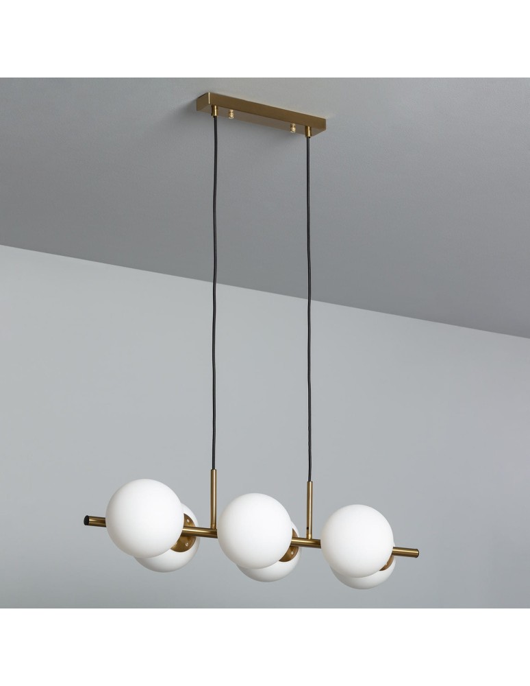 Abruzzo Lampa Wisząca złota szklane kule Conte 6xE27 85cm ABR-LWZC-6XE27