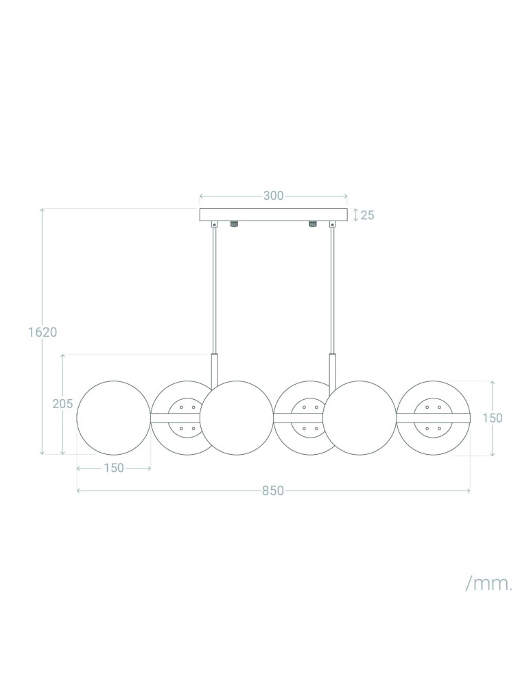 Abruzzo Lampa Wisząca złota szklane kule Conte 6xE27 85cm ABR-LWZC-6XE27