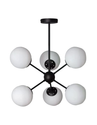 Abruzzo Pendant Lamp Black glass spheres 60cm Grappa 6xE27 ABR-LWGG-6XE27