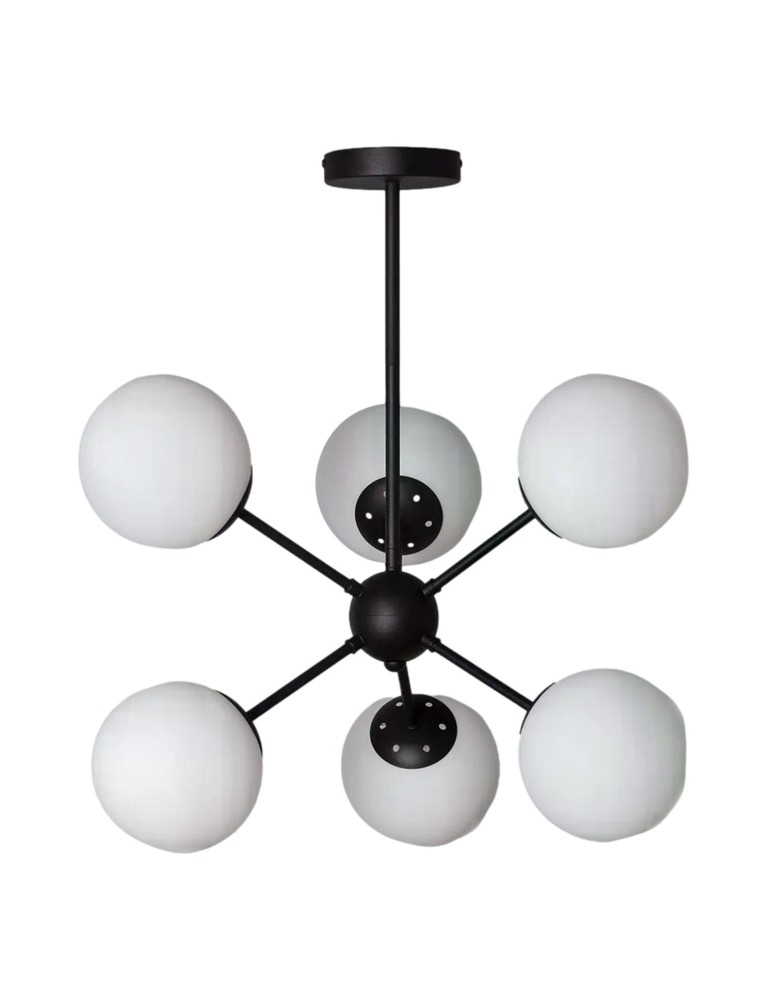 Pendant lamps - Abruzzo Pendant Lamp Black glass spheres 60cm Grappa 6xE27 ABR-LWGG-6XE27 - product kolory-swiatla.pl 1
