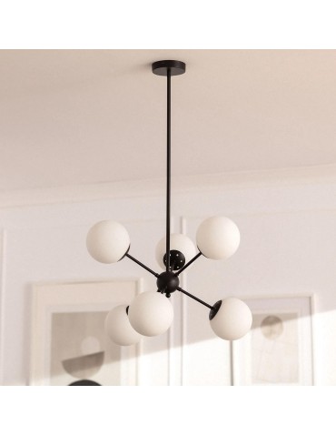 Abruzzo Lampa Wisząca Czarna szklane kule 60cm Grappa 6xE27 ABR-LWGG-6XE27 - produkt 2