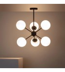 Abruzzo Lampa Wisząca Czarna szklane kule 60cm Grappa 6xE27 ABR-LWGG-6XE27