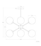 Abruzzo Lampa Wisząca Czarna szklane kule 60cm Grappa 6xE27 ABR-LWGG-6XE27