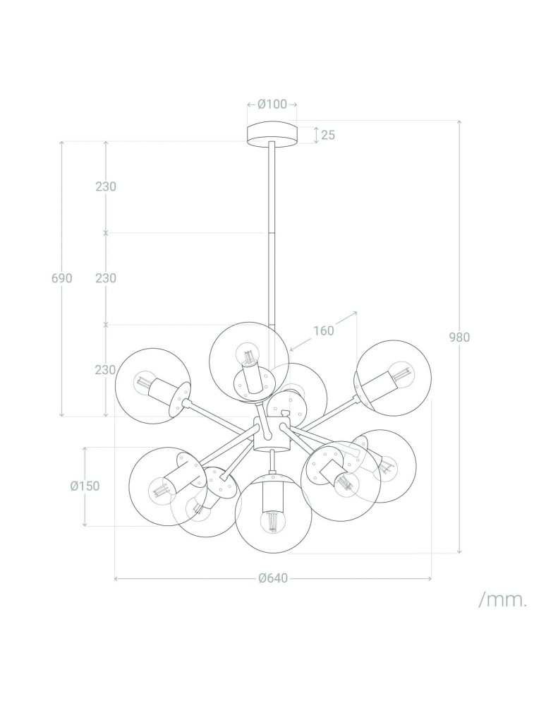 Abruzzo Lampa Wisząca szklane Kule Siera ABR-LWS8-8XE27