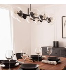 Abruzzo Lampa Wisząca czarna szklane kule 100cm Porto 8xE27 ABR-LWP-8XE14