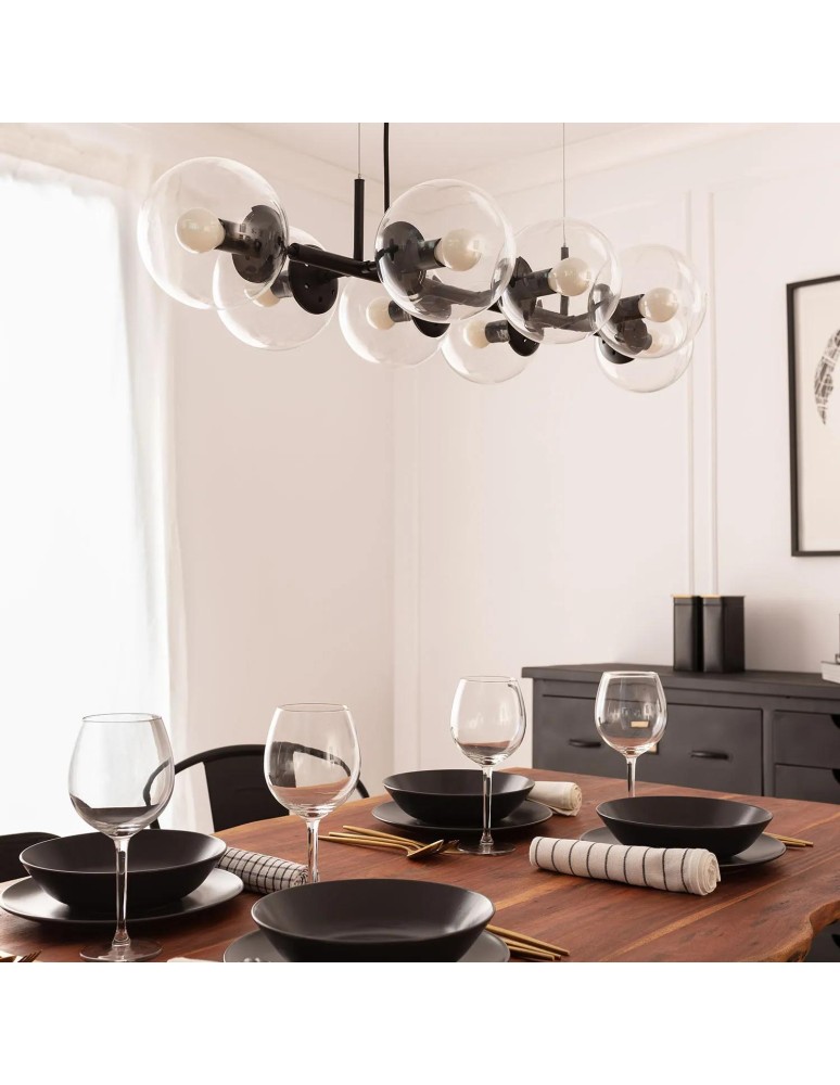 Pendant lamps - Abruzzo Pendant Lamp black glass spheres 100cm Porto 8xE27 ABR-LWP-8XE14 - product kolory-swiatla.pl 3