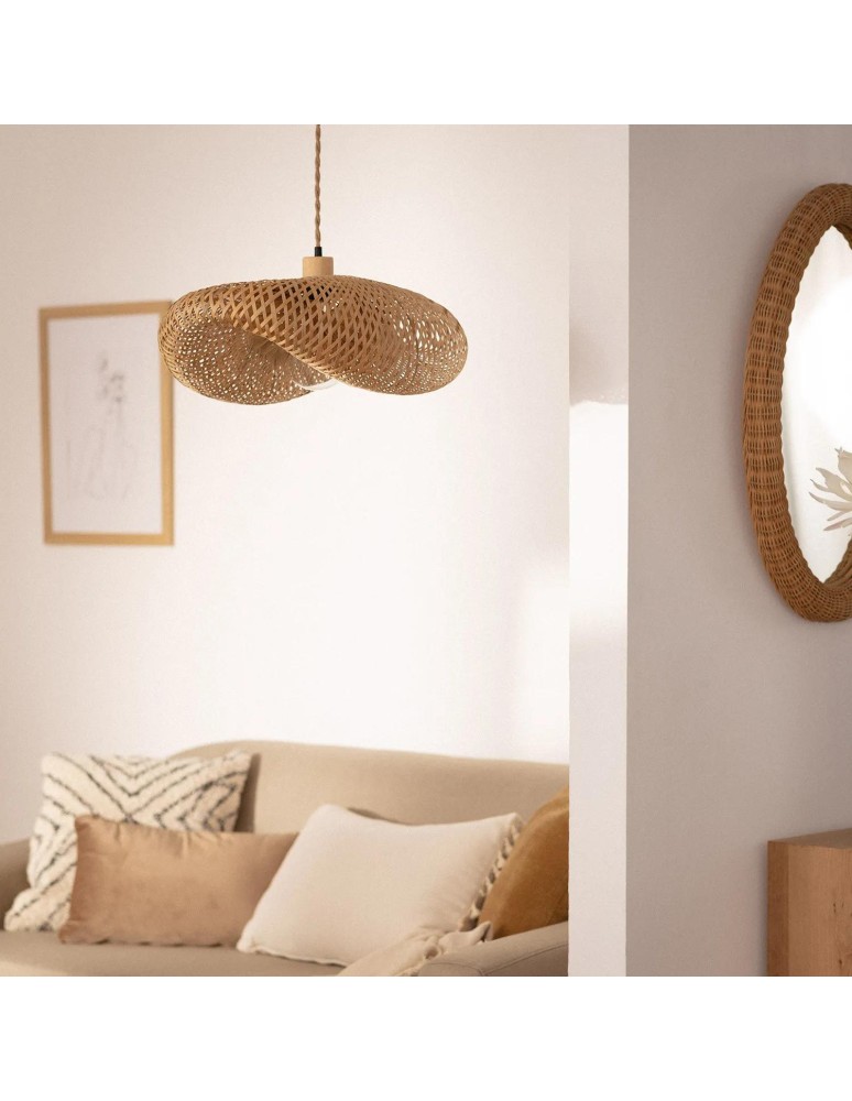 Abruzzo Lampa Wisząca Bambusa Kapelusz 60cm Boho Ponti E27 ABR-LWPP1-E27