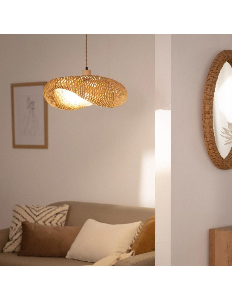 Abruzzo Lampa Wisząca Bambusa Kapelusz 60cm Boho Ponti E27 ABR-LWPP1-E27