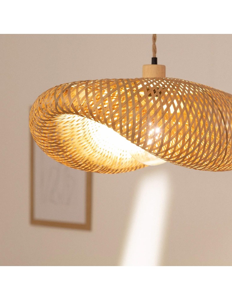 Abruzzo Lampa Wisząca Bambusa Kapelusz 60cm Boho Ponti E27 ABR-LWPP1-E27