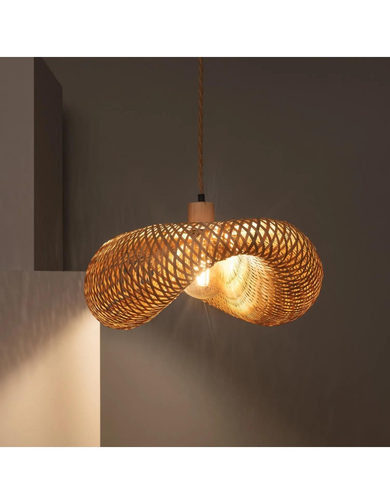 Abruzzo Lampa Wisząca Bambusa Kapelusz 60cm Boho Ponti E27 ABR-LWPP1-E27
