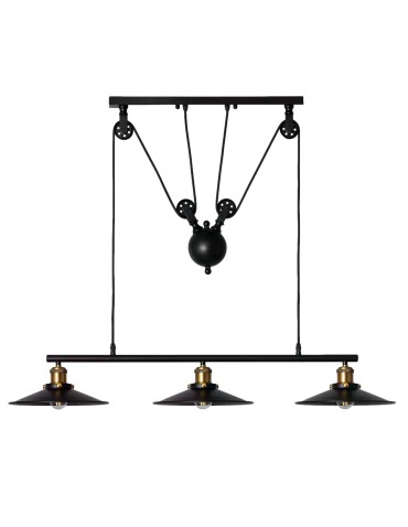 Abruzzo Lampa Wisząca Retro Czarna 90cm Monte 3xE27 ABR-LWR-3XE27