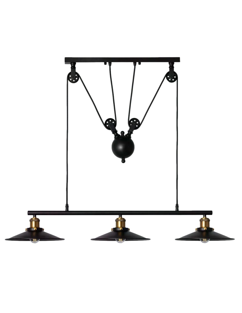 Abruzzo Lampa Wisząca Retro Czarna 90cm Monte 3xE27 ABR-LWR-3XE27