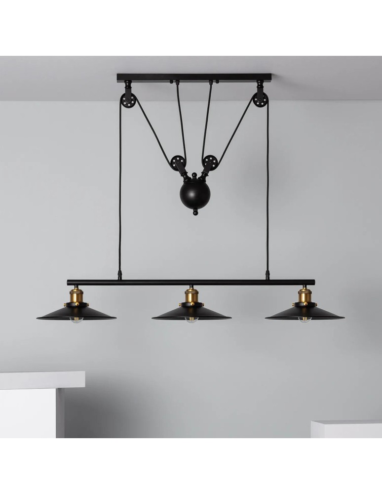 Pendant lamps - Abruzzo Retro Black 90cm Monte 3xE27 Pendant Lamp ABR-LWR-3XE27 - product kolory-swiatla.pl 2
