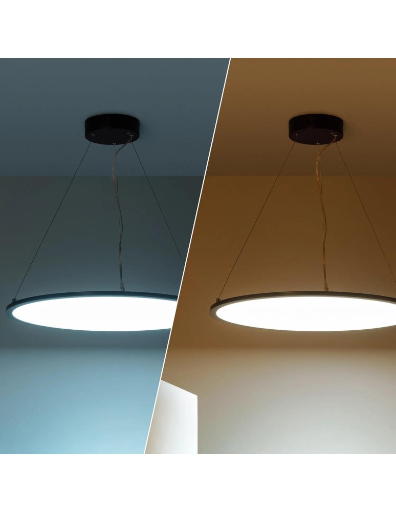 Abruzzo Lampa Biurowa Wisząca okragła Panel LED 36W Czarna Ramka Biuro 60cm ABR-LWBO-36W-3000K