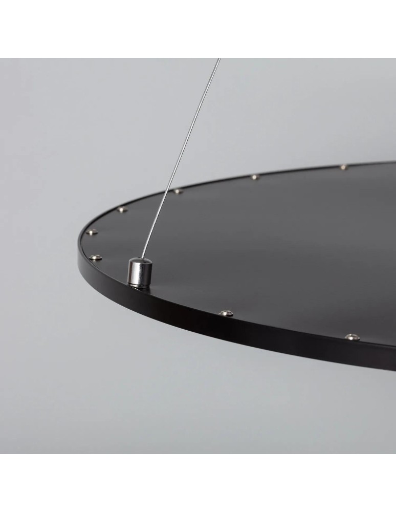 Abruzzo Lampa Biurowa Wisząca okragła Panel LED 36W Czarna Ramka Biuro 60cm ABR-LWBO-36W-3000K