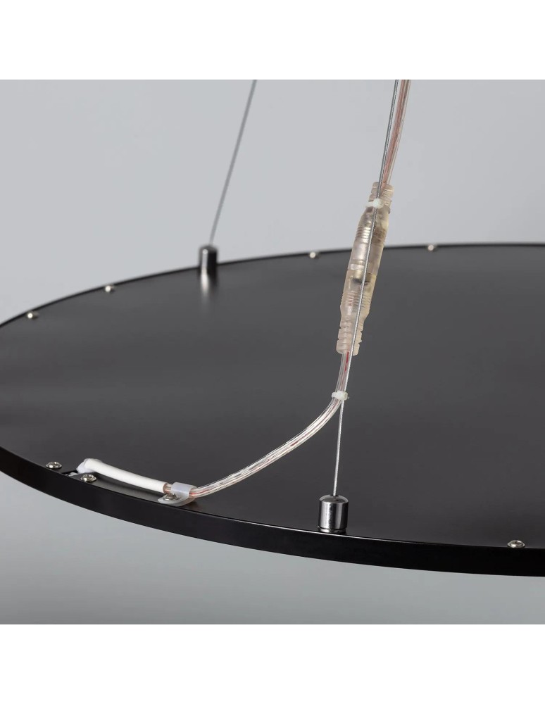 Abruzzo Lampa Biurowa Wisząca okragła Panel LED 36W Czarna Ramka Biuro 60cm ABR-LWBO-36W-3000K