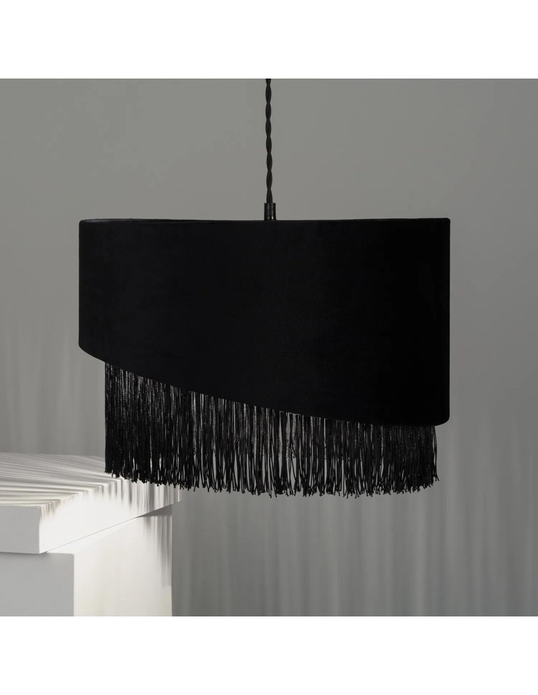 Abruzzo Lampa Wisząca z Czarnego Aksamitu 40cm Fonte E27 ABR-LWAF-E27