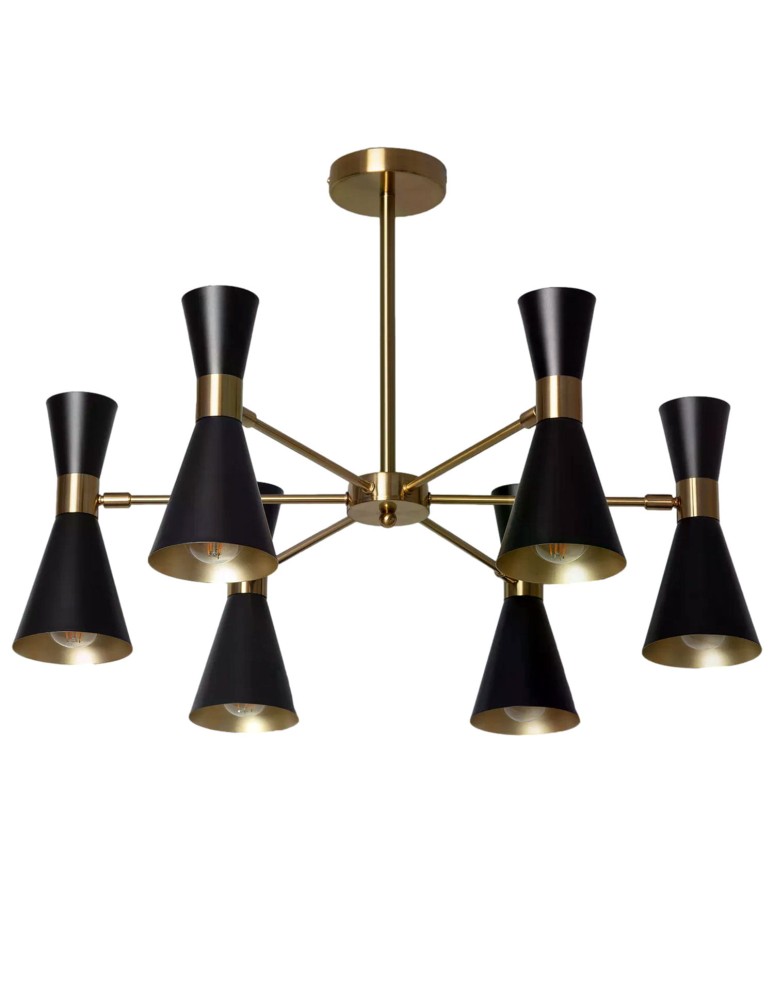 6 point chandelier - Abruzzo Chandelier Ceiling Lamp Black and Gold 75cm Salvatore 6xE27 ABR-LWS-6XE27 - product kolory-swiatla.pl 1