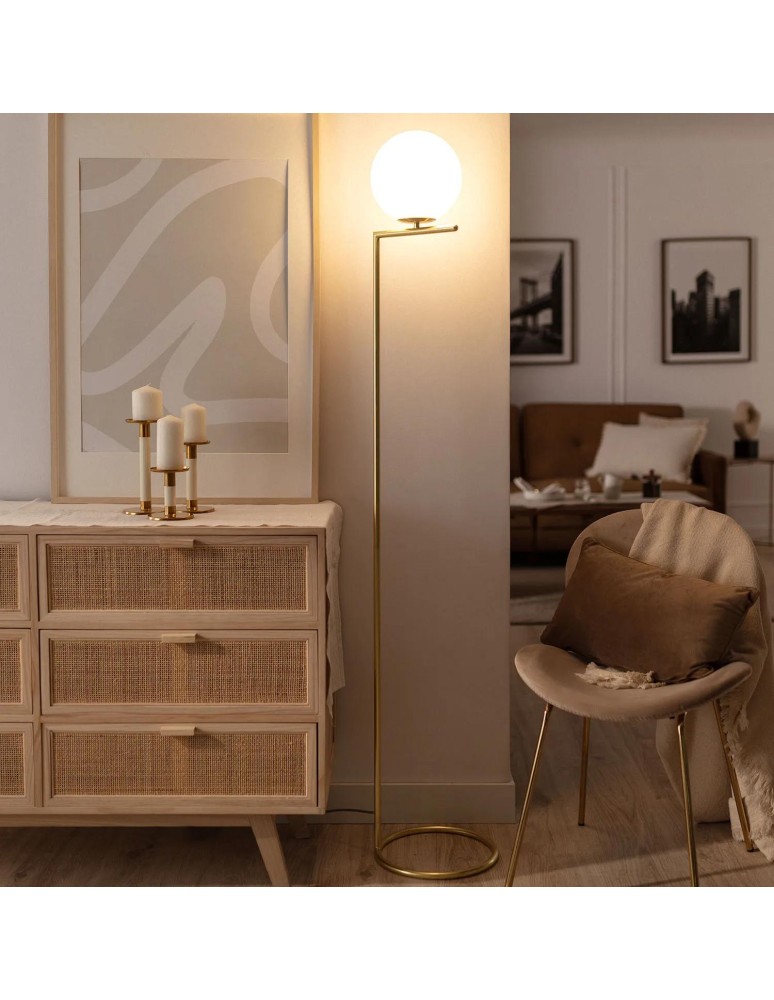 Floor lamps - Abruzzo Gold Milk Glass Ball Floor Lamp 165cm Home E27 ABR-LSHH-E27 - product kolory-swiatla.pl 3