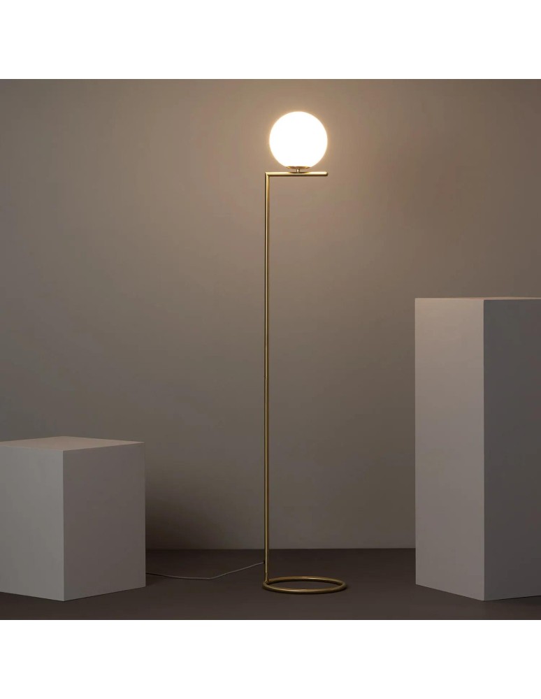 Floor lamps - Abruzzo Gold Milk Glass Ball Floor Lamp 165cm Home E27 ABR-LSHH-E27 - product kolory-swiatla.pl 4
