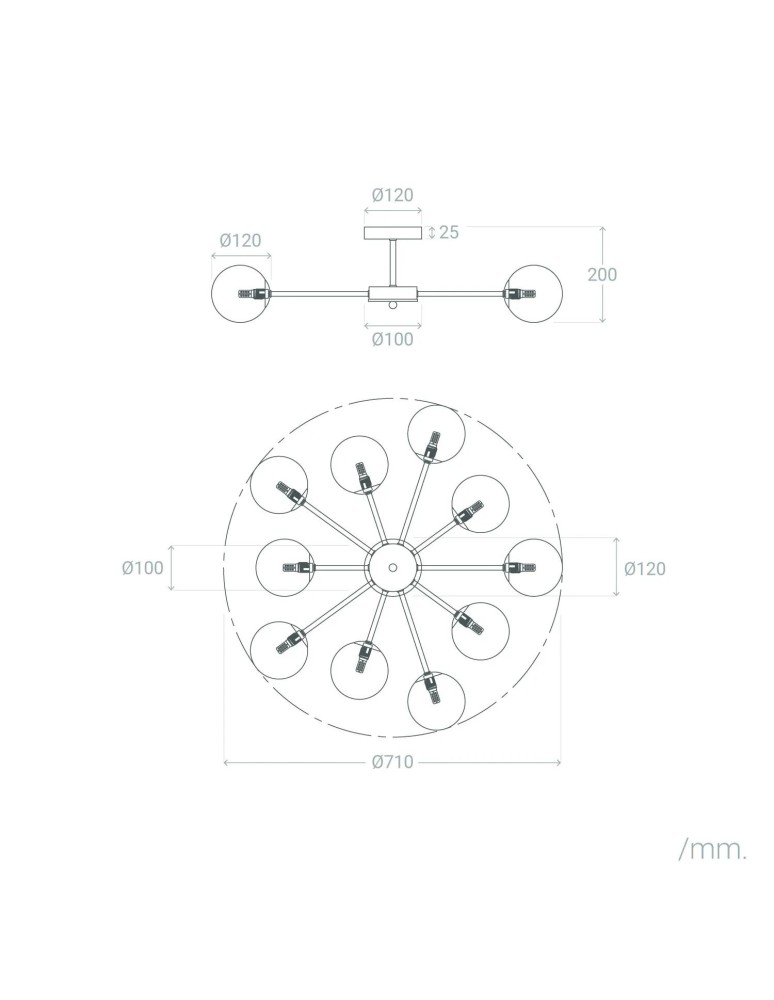 Pendant lamps - Abruzzo Hanging Ceiling Lamp Gold Chandelier Glass Spheres 70CM Elegante 10x G9 ABR-ZWZ-10XG9 - product kolory-swiatla.pl 7