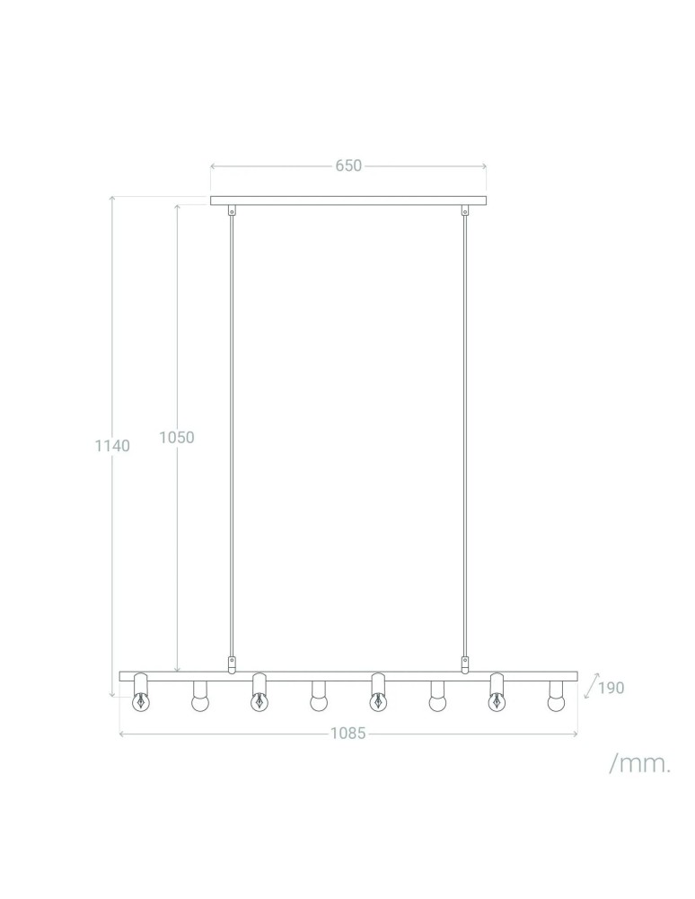 Abruzzo Lampa Wisząca Retro Czarna 100cm 8xE27 Nadi ABR-RRN-8XE27