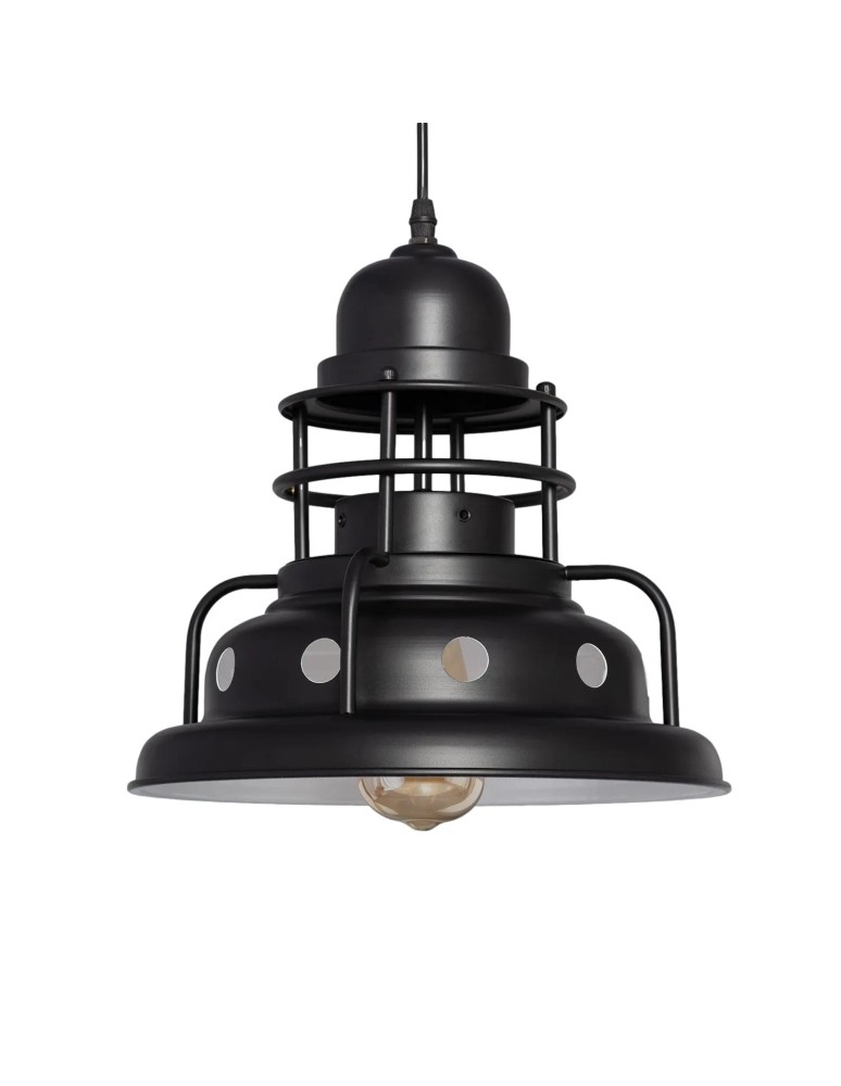Pendant lamps - Abruzzo Retro Industrial Pendant Lamp Black 30cm E27 Gobo ABR-RRG-E27 - product kolory-swiatla.pl 1