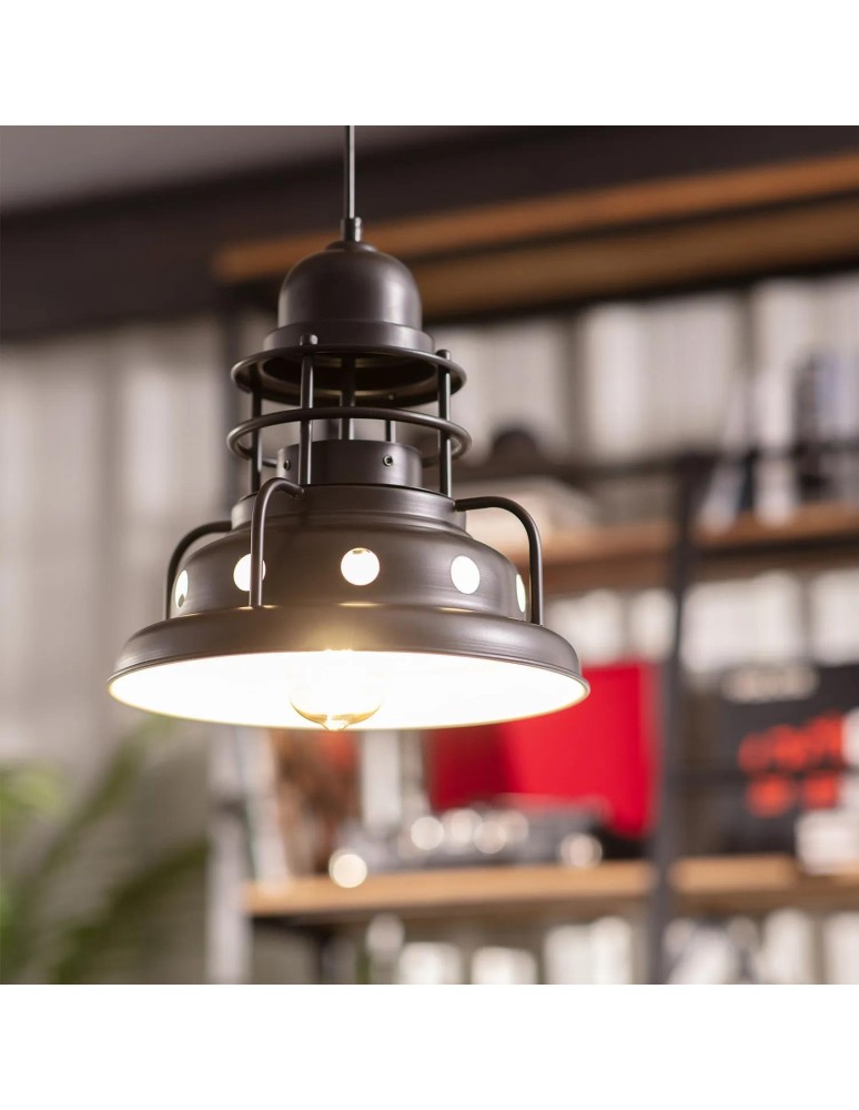 Pendant lamps - Abruzzo Retro Industrial Pendant Lamp Black 30cm E27 Gobo ABR-RRG-E27 - product kolory-swiatla.pl 4