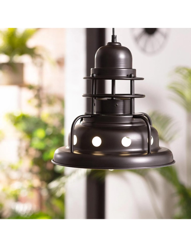 Pendant lamps - Abruzzo Retro Industrial Pendant Lamp Black 30cm E27 Gobo ABR-RRG-E27 - product kolory-swiatla.pl 6
