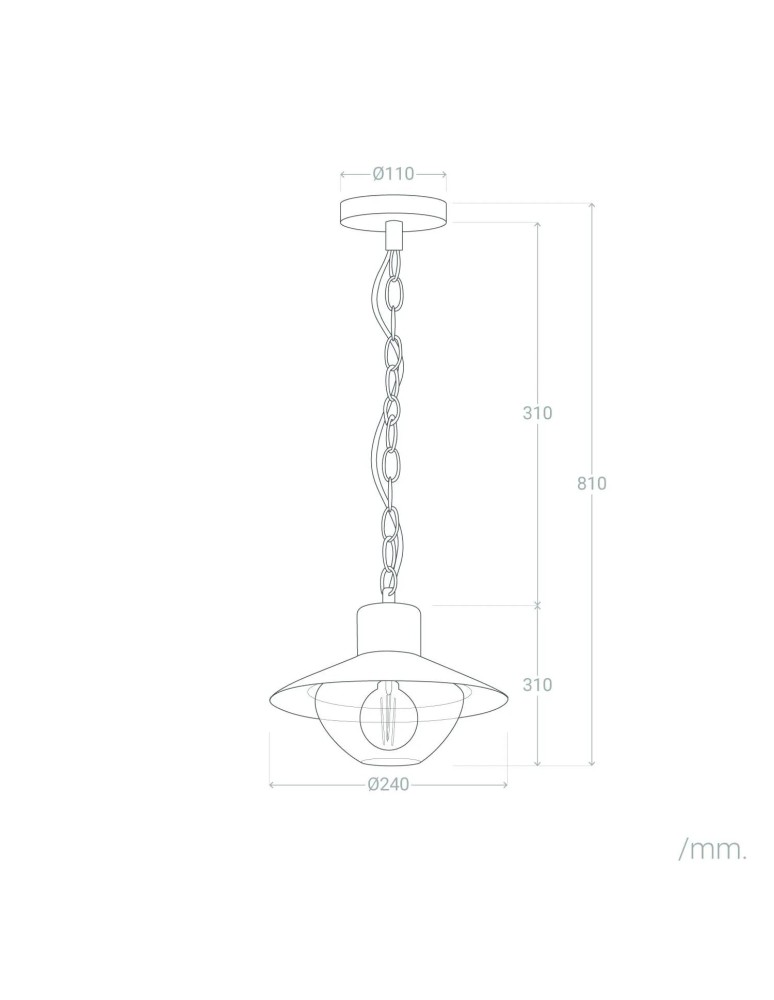 Abruzzo Lampa Wisząca Retro loft Czarna 25cm E27 Forte ABR-RRF-E27