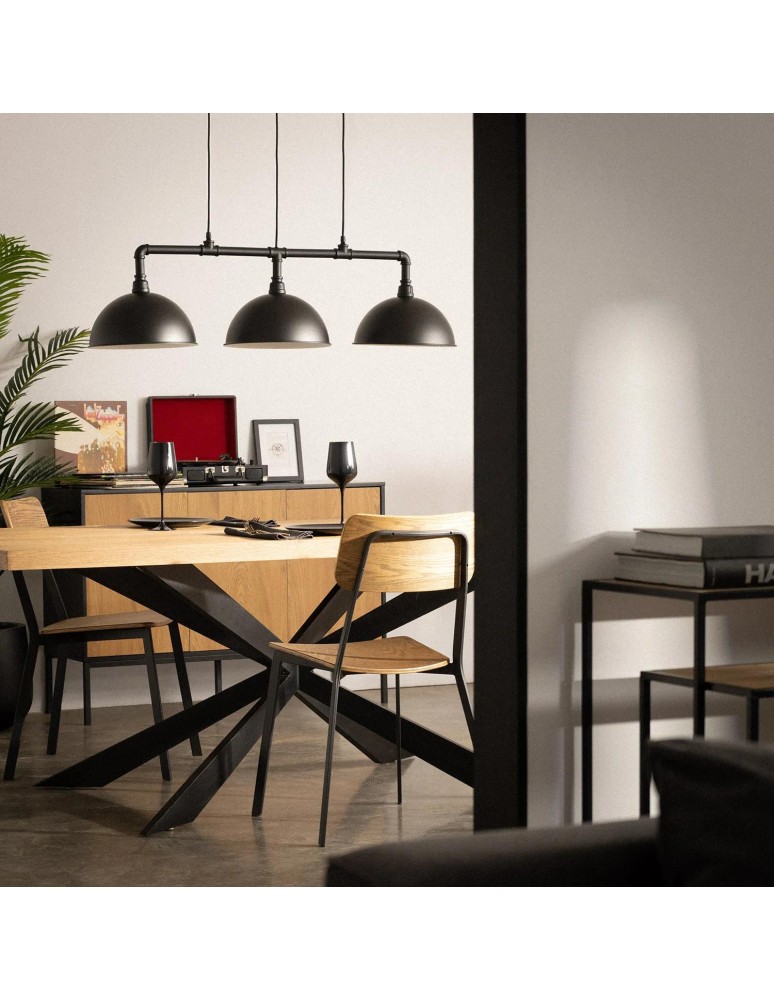 Abruzzo Lampa Wisząca Retro Loft Czarna 100cm 3xE27 Rivia ABR-RRR-3XE27