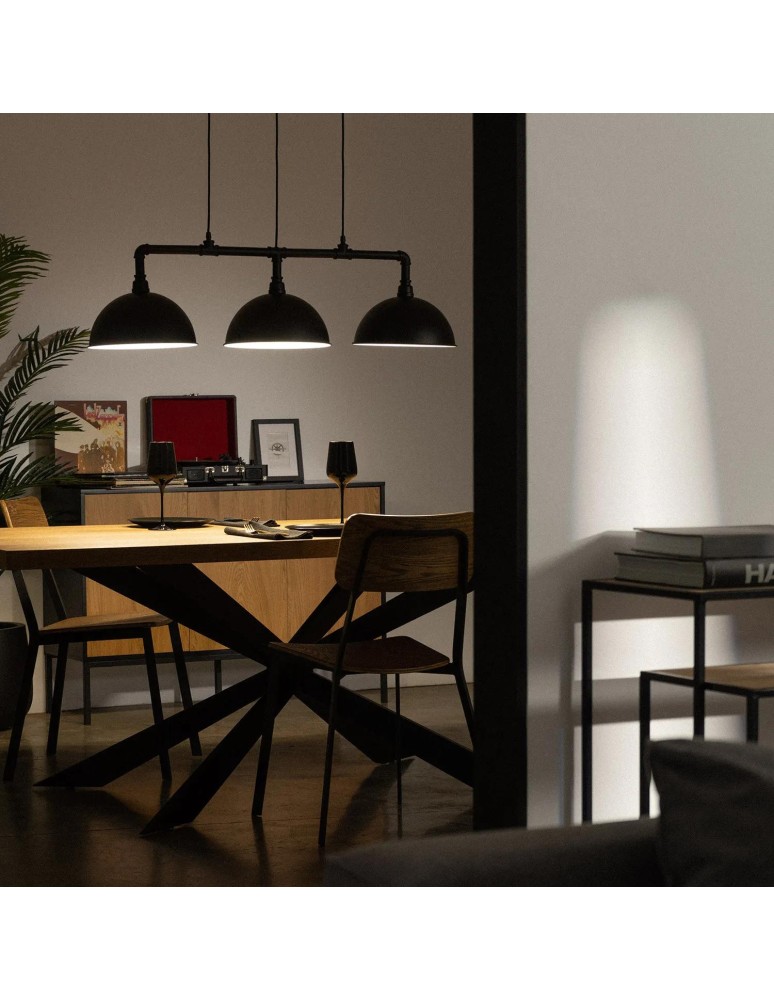 Abruzzo Lampa Wisząca Retro Loft Czarna 100cm 3xE27 Rivia ABR-RRR-3XE27