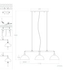 Abruzzo Lampa Wisząca Retro Loft Czarna 100cm 3xE27 Rivia ABR-RRR-3XE27