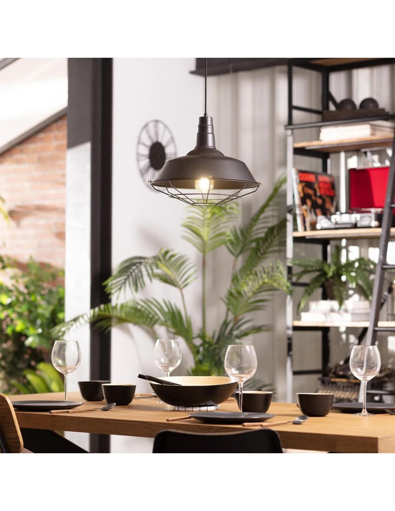 Abruzzo Lampa Wisząca Retro Loft Czarna 36cm E27 Patrone ABR-RRP-C-E27