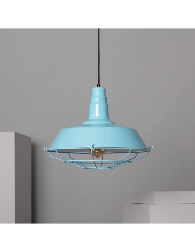 Abruzzo Lampa Wisząca Retro Loft Błękitna 36cm E27 Patrone ABR-RRP-B-E27