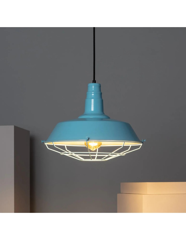 Abruzzo Lampa Wisząca Retro Loft Błękitna 36cm E27 Patrone ABR-RRP-B-E27